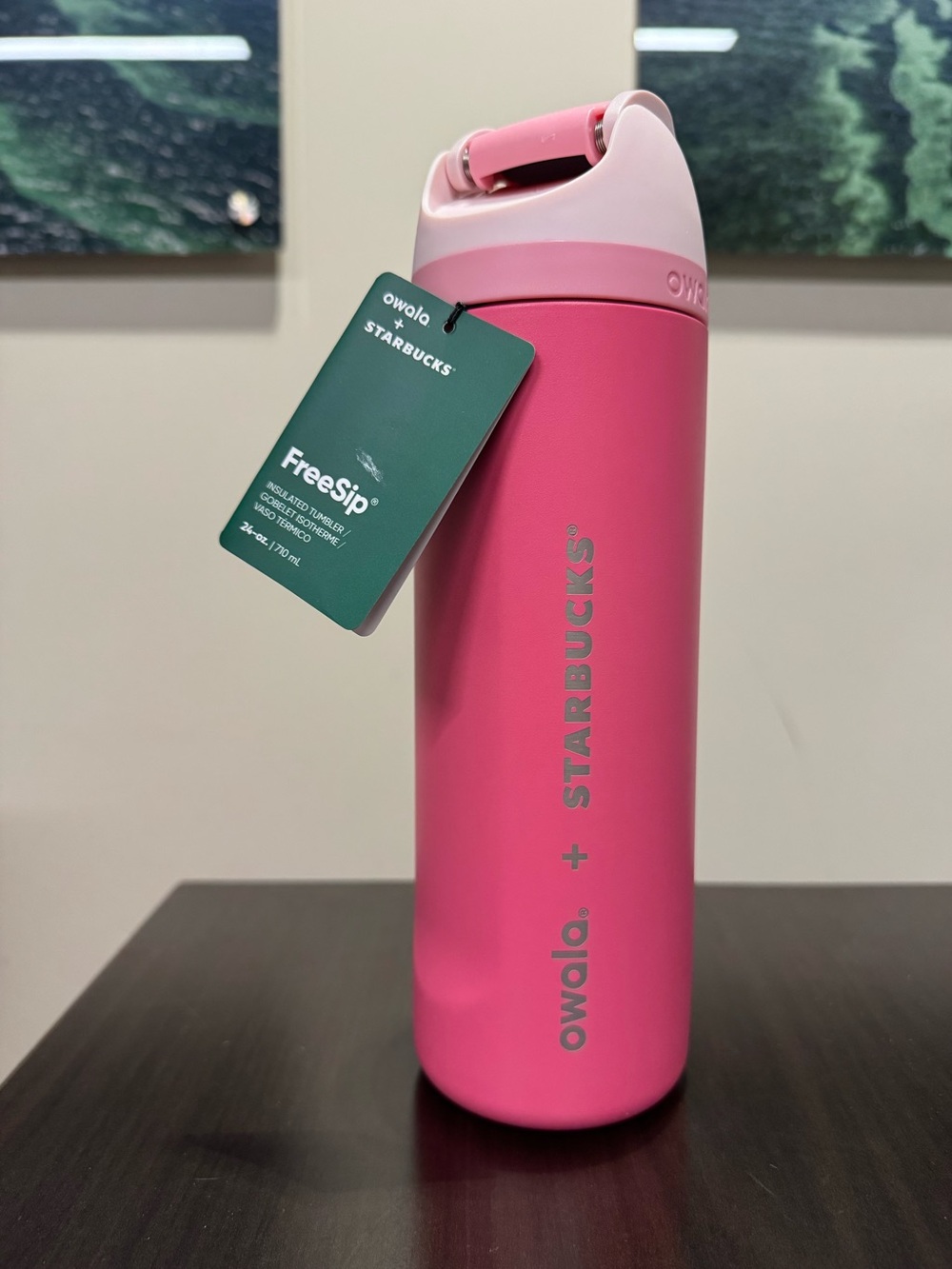 Starbucks Pink and Pale Pink Owalo FreeSip Insulated Bottle - Picture 2 of 2